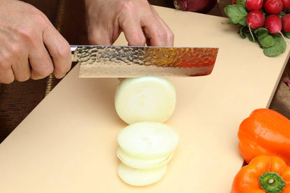 Yoshihiro VG10 16 Layer Hammered Damascus Stainless Steel Nakiri Vegetable Knife 6.5'' (165mm)