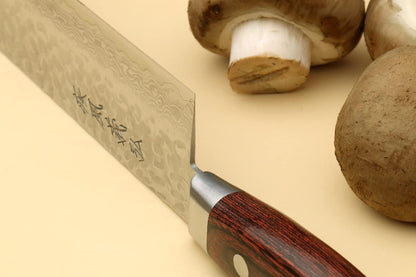 Yoshihiro VG10 16 Layer Hammered Damascus Stainless Steel Nakiri Vegetable Knife 6.5'' (165mm)