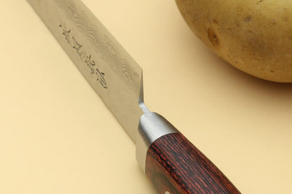 Yoshihiro VG10 16 Layer Hammered Damascus Stainless Steel Nakiri Vegetable Knife 6.5'' (165mm)