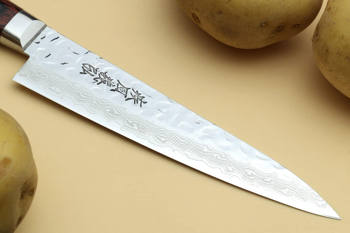 Yoshihiro VG10 16 Layer Hammered Damascus Stainless Steel Nakiri Vegetable Knife 6.5'' (165mm)