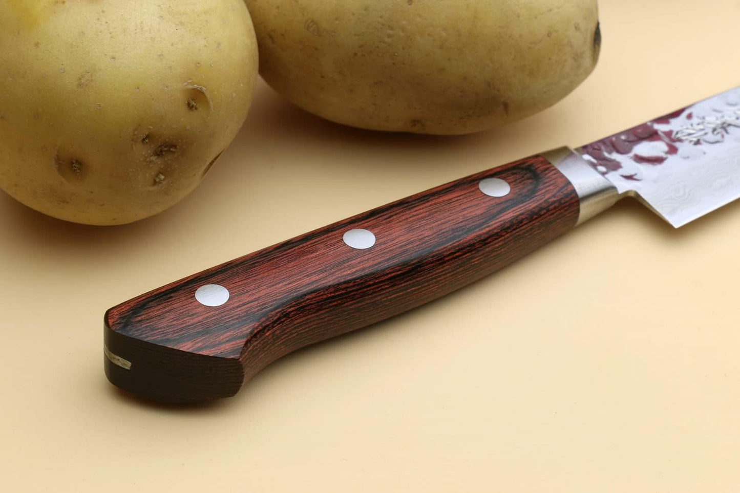 Yoshihiro VG10 16 Layer Hammered Damascus Stainless Steel Nakiri Vegetable Knife 6.5'' (165mm)