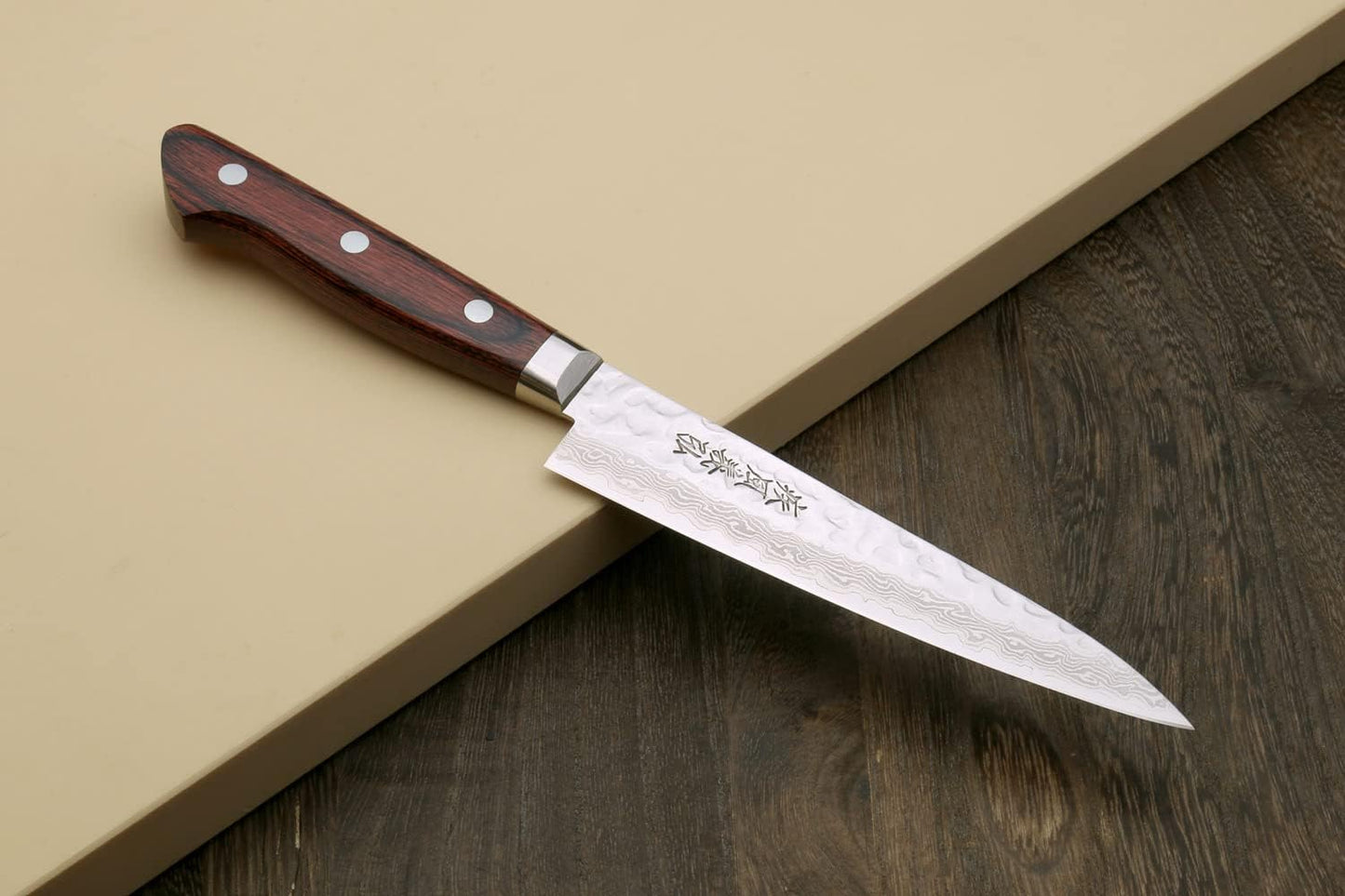 Yoshihiro VG10 16 Layer Hammered Damascus Stainless Steel Nakiri Vegetable Knife 6.5'' (165mm)
