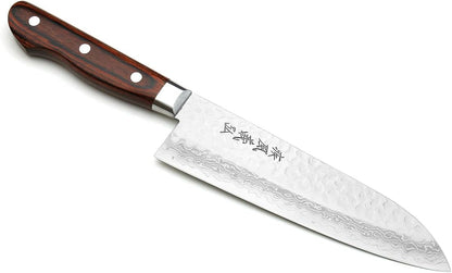 Yoshihiro VG10 16 Layer Hammered Damascus Stainless Steel Nakiri Vegetable Knife 6.5'' (165mm)
