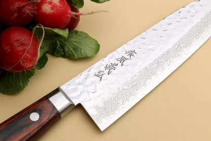 Yoshihiro VG10 16 Layer Hammered Damascus Stainless Steel Nakiri Vegetable Knife 6.5'' (165mm)
