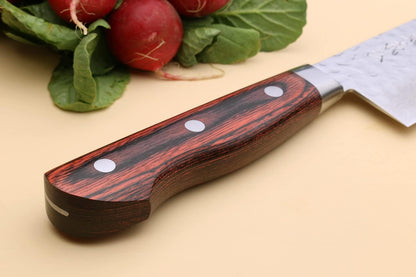 Yoshihiro VG10 16 Layer Hammered Damascus Stainless Steel Nakiri Vegetable Knife 6.5'' (165mm)