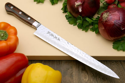 Yoshihiro VG10 16 Layer Hammered Damascus Stainless Steel Nakiri Vegetable Knife 6.5'' (165mm)