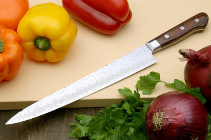 Yoshihiro VG10 16 Layer Hammered Damascus Stainless Steel Nakiri Vegetable Knife 6.5'' (165mm)