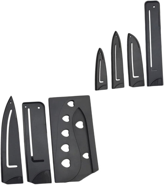 7pcs Plastic Cutter Protective Cover Cut-resistant Sleeves for Kitchen Knives Assorted for Chef Paring and Utility Knives Storage Black Style