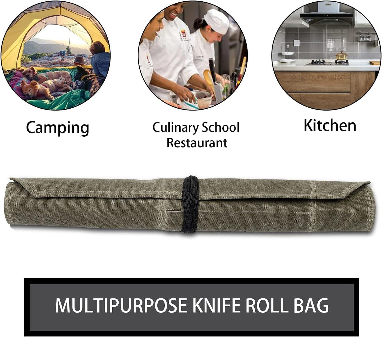 Knife Roll,Chef Knife Roll Bag,Waxed Canvas Knife Roll Case with 7 Slots,Portable Knife Wrap,Kitchen Knife Storage Case,Chef Tools Protector,Culinary Knife Bags,Travel Tool Roll Pouch,Knives Pouch