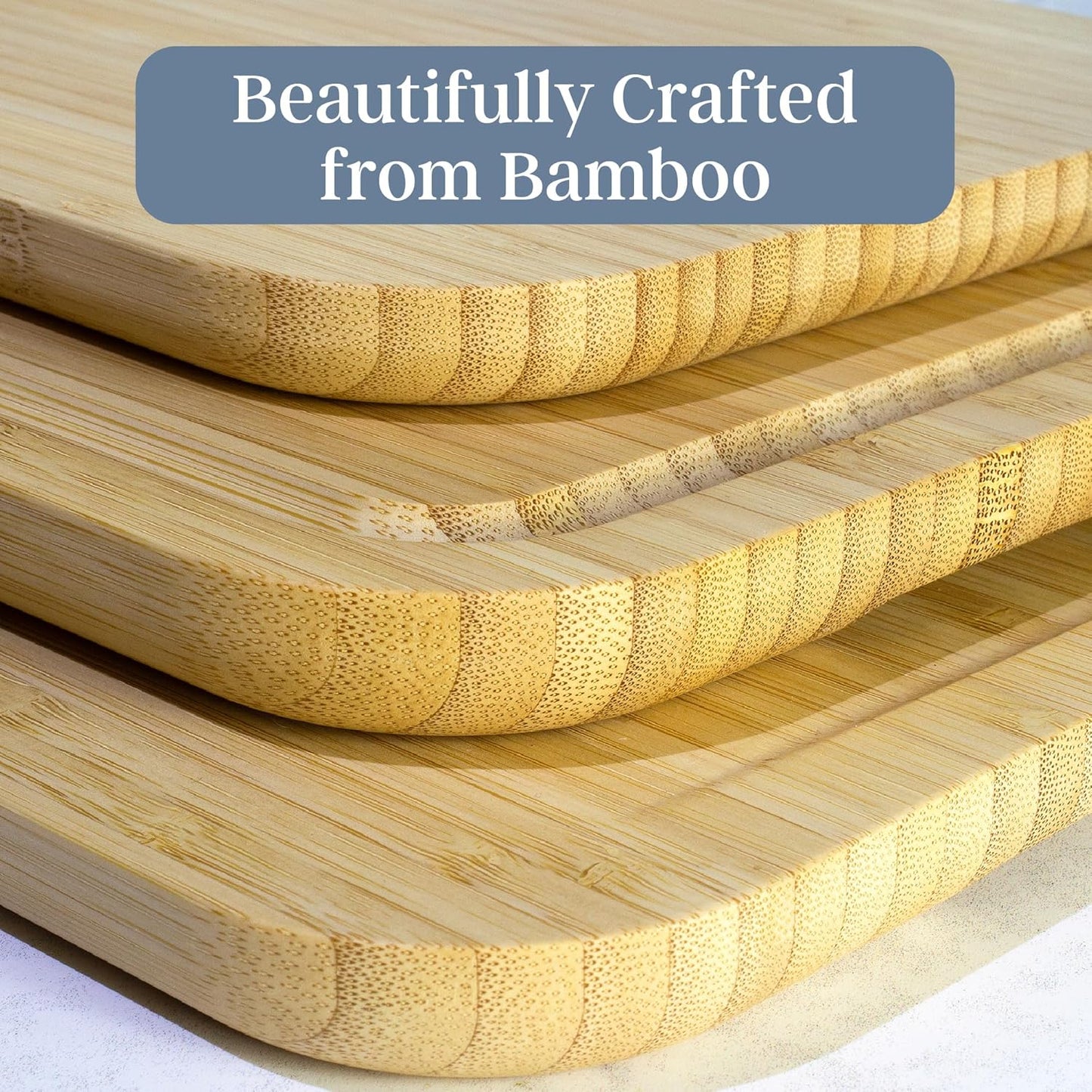 3-Piece Bamboo Cutting Board Set – Cutting Boards for Kitchen with Juice Groove & Collection Well – Large, Medium & Small Sizes for Food Prep & Charcuterie