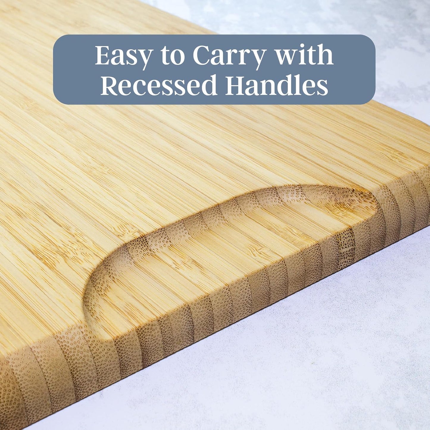 3-Piece Bamboo Cutting Board Set – Cutting Boards for Kitchen with Juice Groove & Collection Well – Large, Medium & Small Sizes for Food Prep & Charcuterie