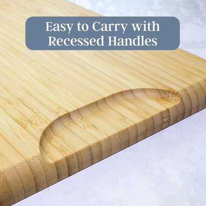 3-Piece Bamboo Cutting Board Set – Cutting Boards for Kitchen with Juice Groove & Collection Well – Large, Medium & Small Sizes for Food Prep & Charcuterie