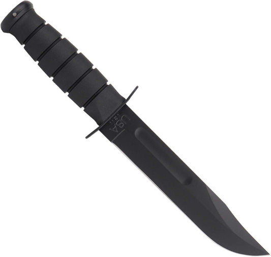 #1213 Black Straight Edge Knife / Hard Sheath