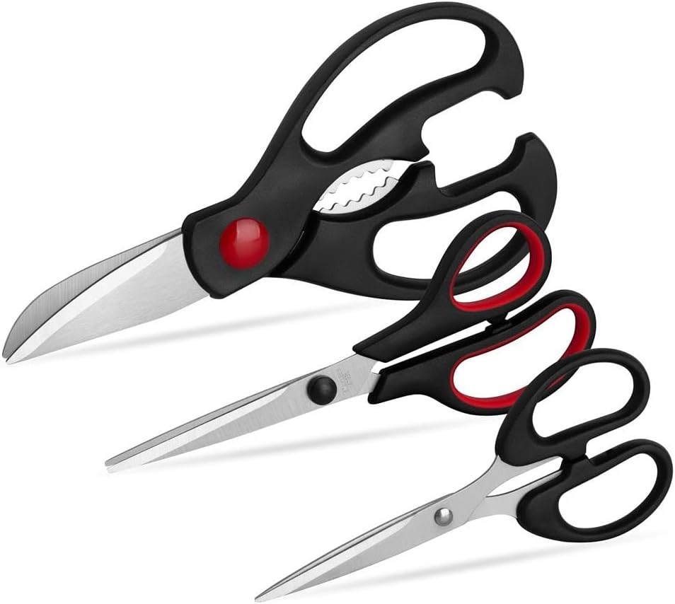 Kitchen Shears Set - Kitchen Scissors 3 Pack All Purpose Poultry Shears,Stainless Steel Sharp Utility Cooking Scissors for Home