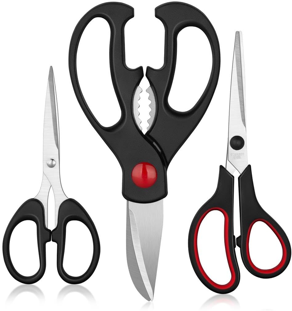 Kitchen Shears Set - Kitchen Scissors 3 Pack All Purpose Poultry Shears,Stainless Steel Sharp Utility Cooking Scissors for Home