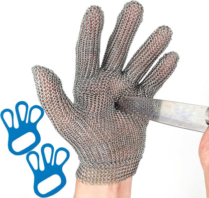 Cut Resistant Gloves Food Grade Stainless Steel Metal Mesh Chainmail Gloves for Butcher Meat Cutting Fish Filleting Oyster Shucking Clothing Cutting and Leather Processing(Medium (Pack of 1))