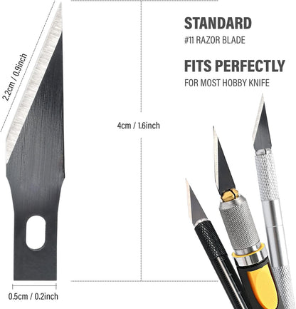 Precision Craft Knife Blades 11# Knife Blades Refill Hobby Art Blades Cutting Tool with Storage Case for Craft, Hobby, Scrapbooking, Stencil (100)