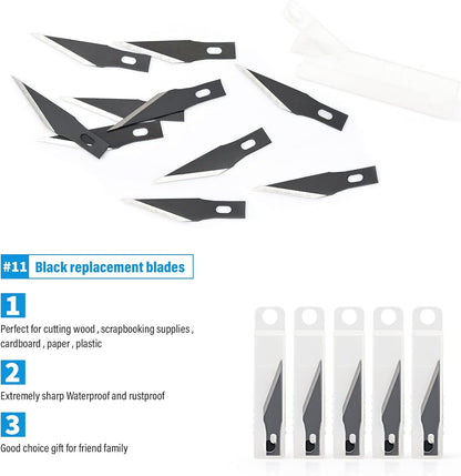 Precision Craft Knife Blades 11# Knife Blades Refill Hobby Art Blades Cutting Tool with Storage Case for Craft, Hobby, Scrapbooking, Stencil (100)