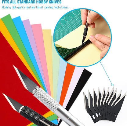 Precision Craft Knife Blades 11# Knife Blades Refill Hobby Art Blades Cutting Tool with Storage Case for Craft, Hobby, Scrapbooking, Stencil (100)