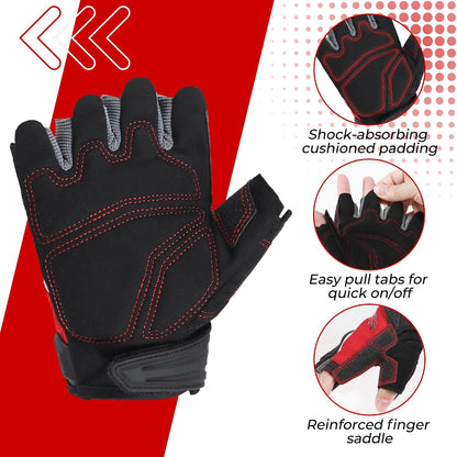 Fingerless Work Gloves for Men Utility Padded Half Finger Driving Working Gloves (Large, Green)