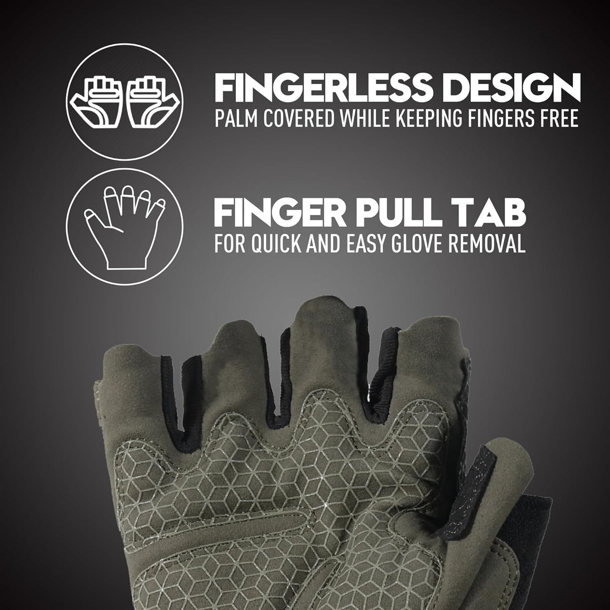 Fingerless Work Gloves for Men Utility Padded Half Finger Driving Working Gloves (Large, Green)