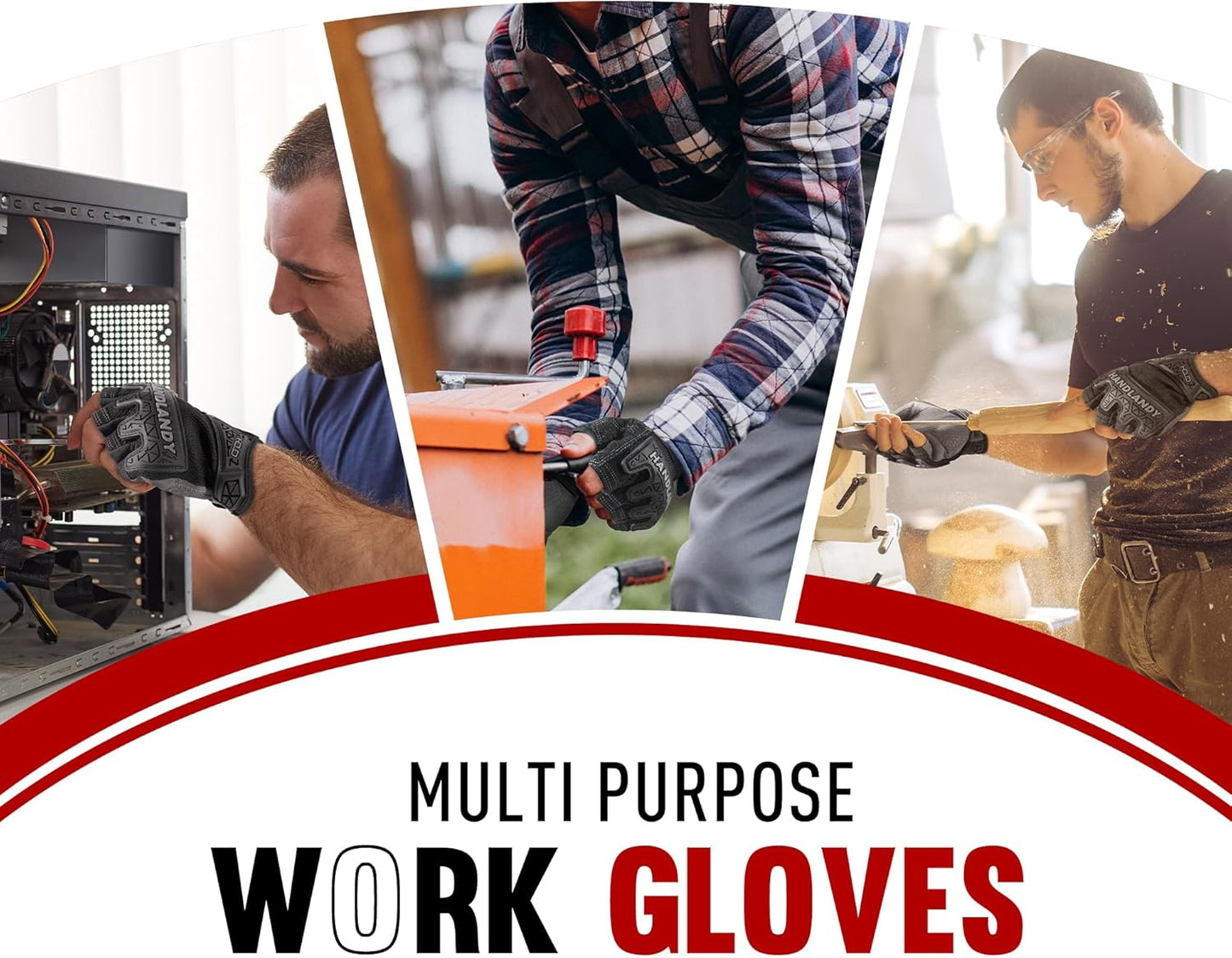 Fingerless Work Gloves for Men Utility Padded Half Finger Driving Working Gloves (Large, Green)