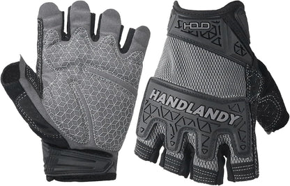 Fingerless Work Gloves for Men Utility Padded Half Finger Driving Working Gloves (Large, Green)