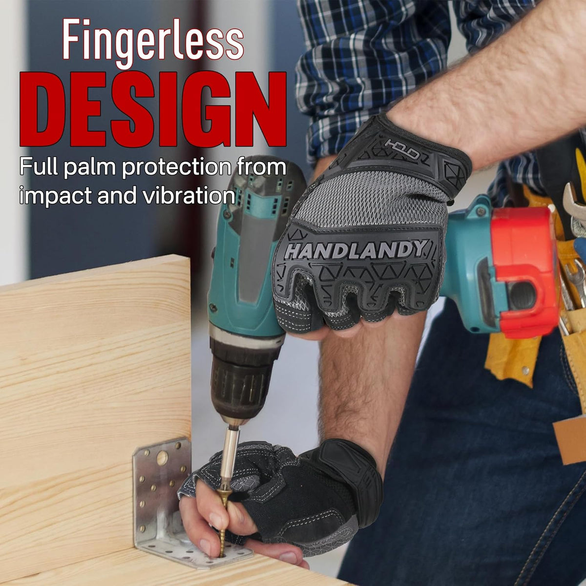 Fingerless Work Gloves for Men Utility Padded Half Finger Driving Working Gloves (Large, Green)