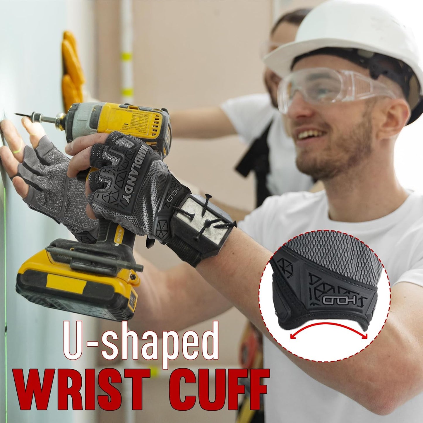 Fingerless Work Gloves for Men Utility Padded Half Finger Driving Working Gloves (Large, Green)