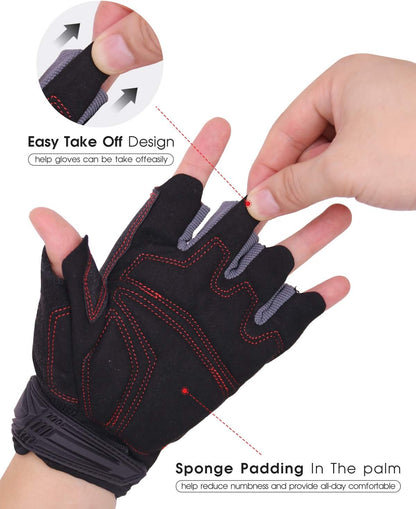 Fingerless Work Gloves for Men Utility Padded Half Finger Driving Working Gloves (Large, Green)