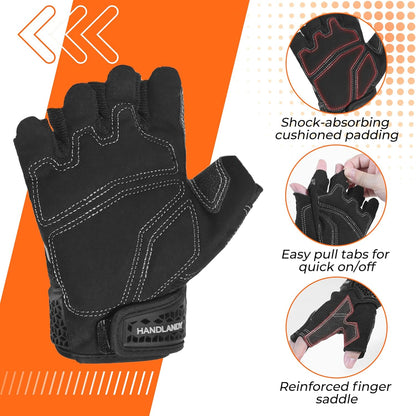 Fingerless Work Gloves for Men Utility Padded Half Finger Driving Working Gloves (Large, Green)