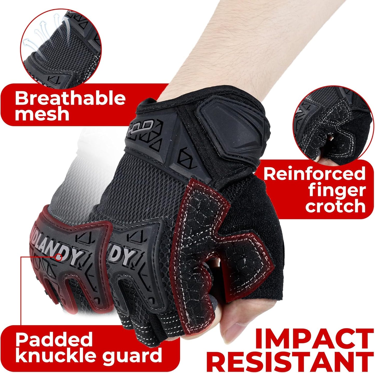 Fingerless Work Gloves for Men Utility Padded Half Finger Driving Working Gloves (Large, Green)