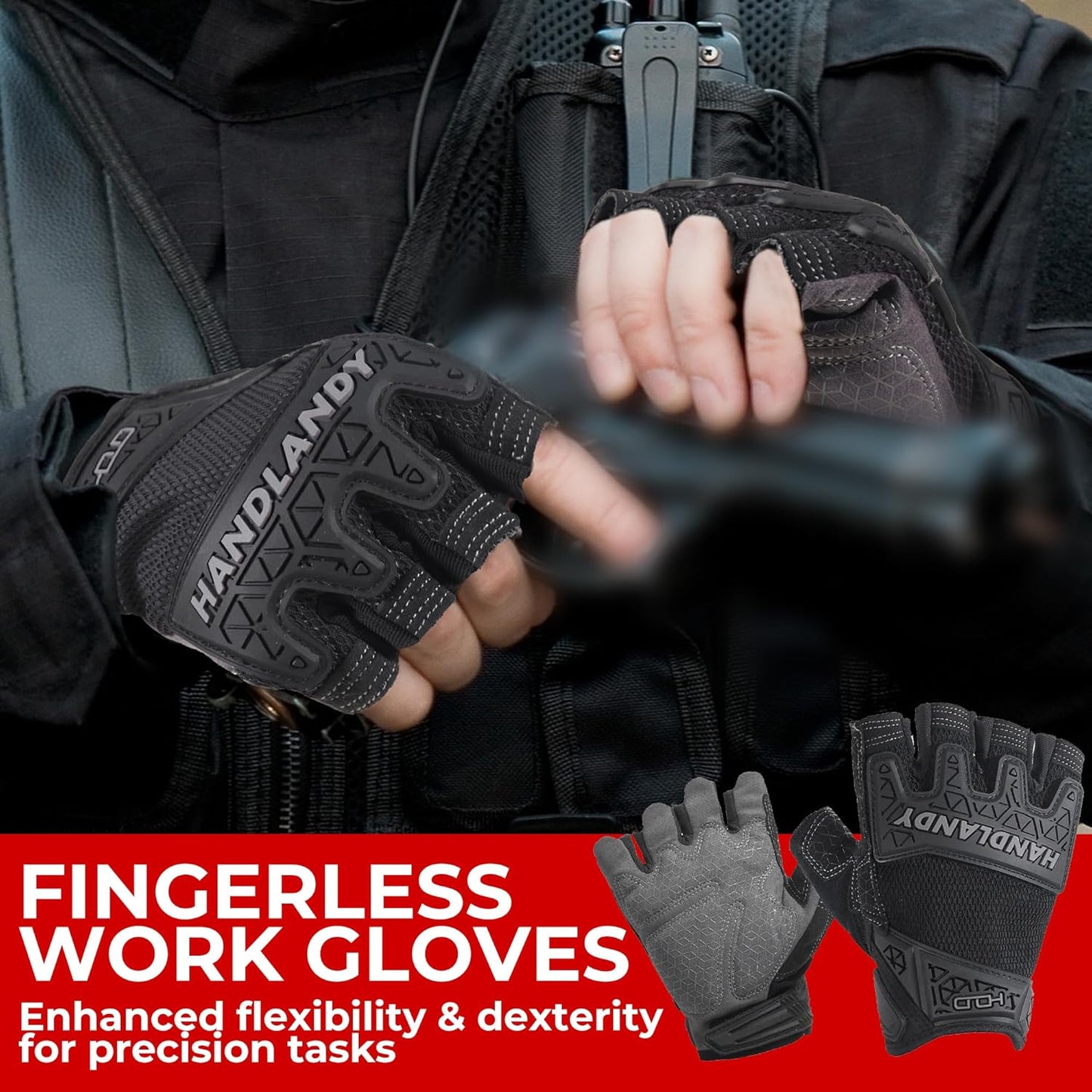 Fingerless Work Gloves for Men Utility Padded Half Finger Driving Working Gloves (Large, Green)