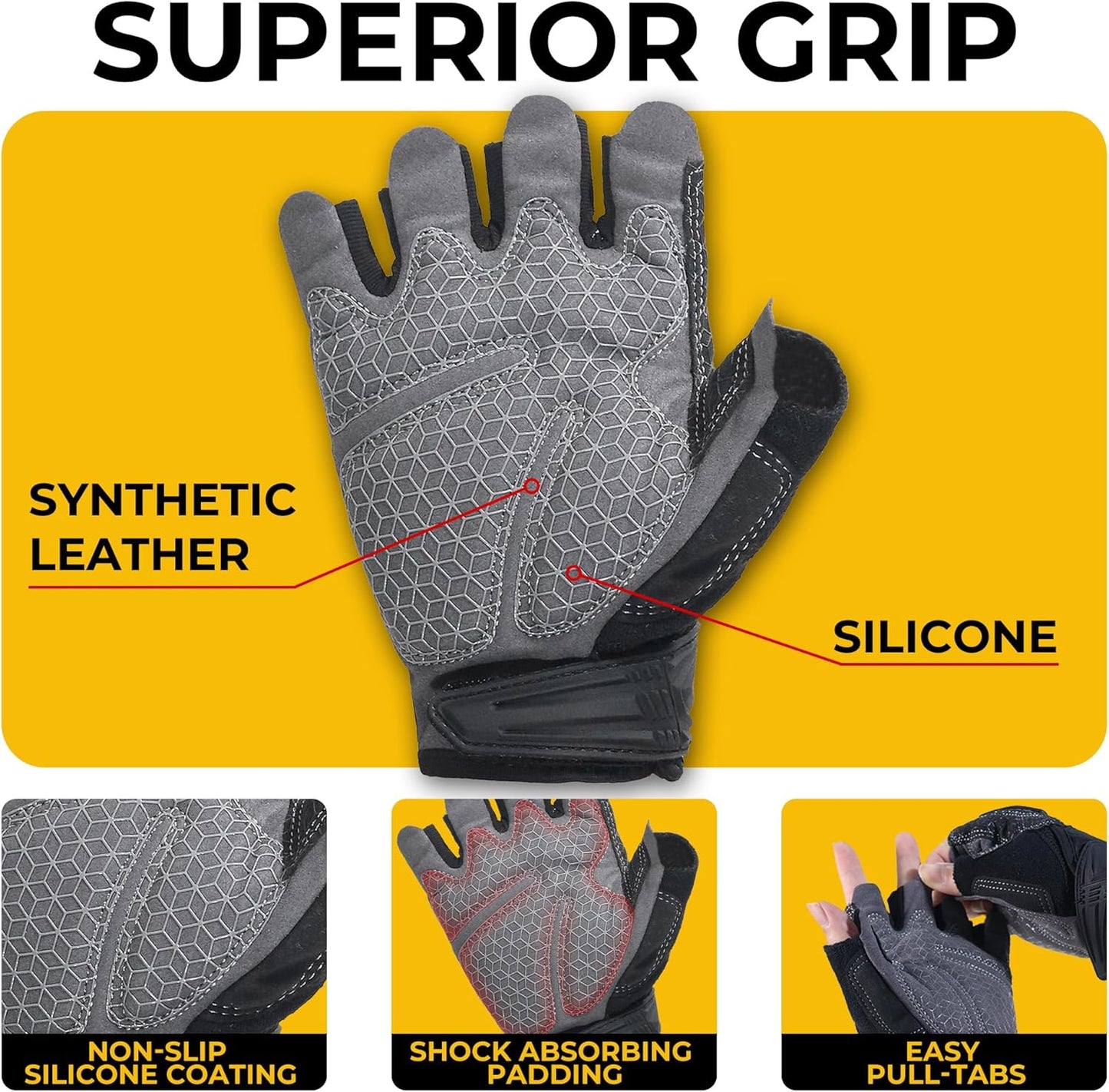 Fingerless Work Gloves for Men Utility Padded Half Finger Driving Working Gloves (Large, Green)