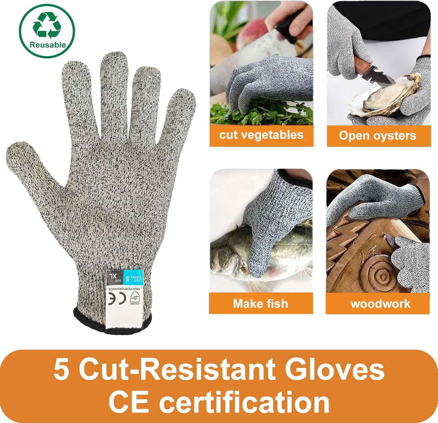 Oyster Knife with Shucking Gloves – Professional Oyster Shucker Seafood Tool Set – Stainless Steel Blade with Hardwood Handle – Multifunctional Shellfish Opener for Oysters, Clams, Mussels