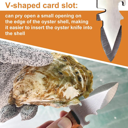 Oyster Knife with Shucking Gloves – Professional Oyster Shucker Seafood Tool Set – Stainless Steel Blade with Hardwood Handle – Multifunctional Shellfish Opener for Oysters, Clams, Mussels
