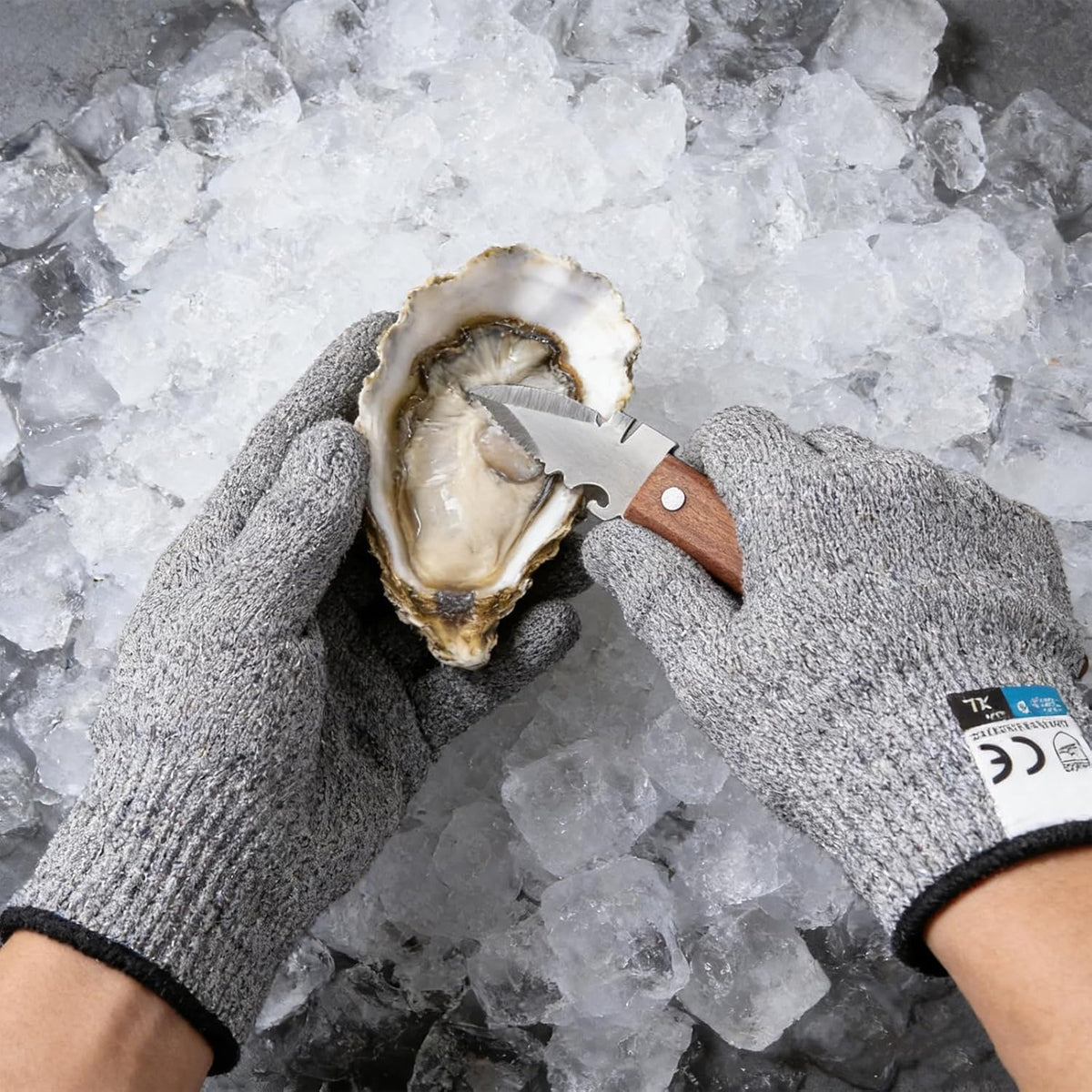 Oyster Knife with Shucking Gloves – Professional Oyster Shucker Seafood Tool Set – Stainless Steel Blade with Hardwood Handle – Multifunctional Shellfish Opener for Oysters, Clams, Mussels