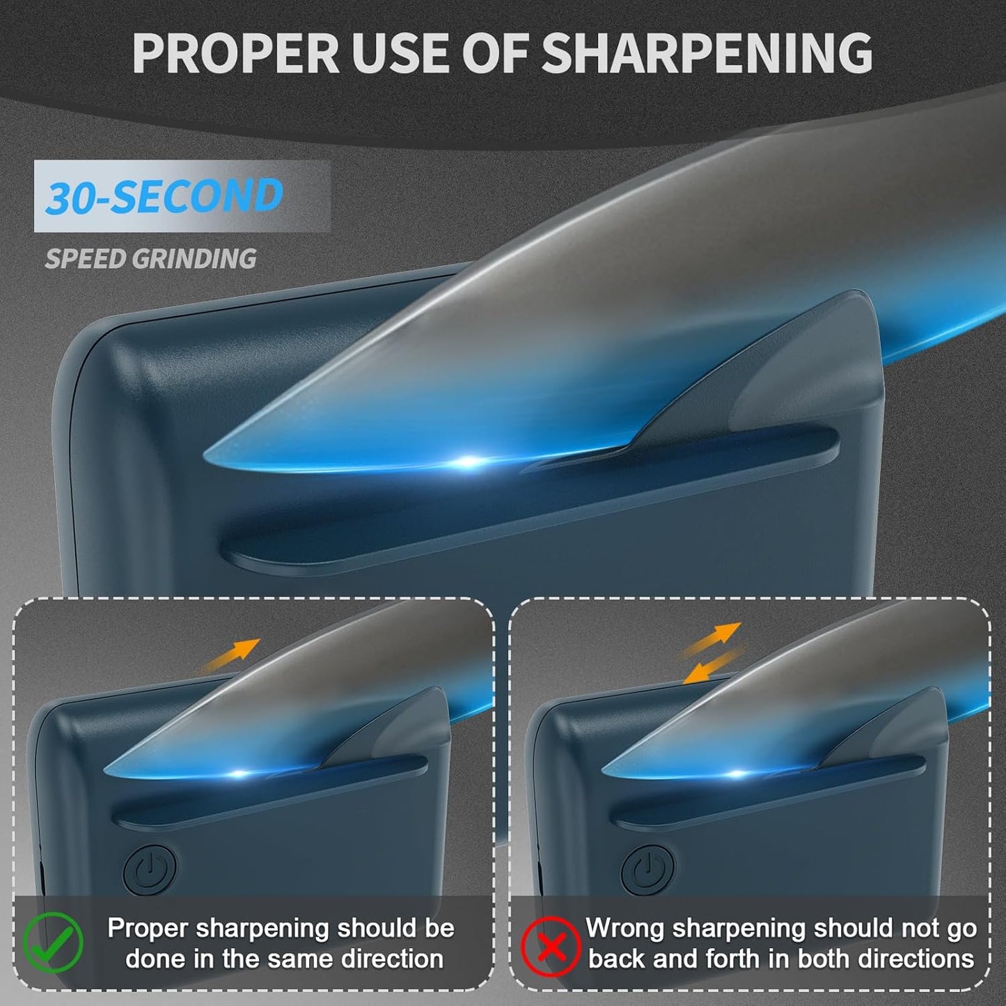 Electric Knife Sharpener, Professional Rechargeable Kitchen Knife Sharpener With Diamond Abrasives and Precision Angle Guides, Quick Sharpening for Straight Edge and Serrated Knives in Home & Kitchens