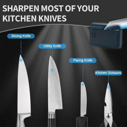 Electric Knife Sharpener, Professional Rechargeable Kitchen Knife Sharpener With Diamond Abrasives and Precision Angle Guides, Quick Sharpening for Straight Edge and Serrated Knives in Home & Kitchens