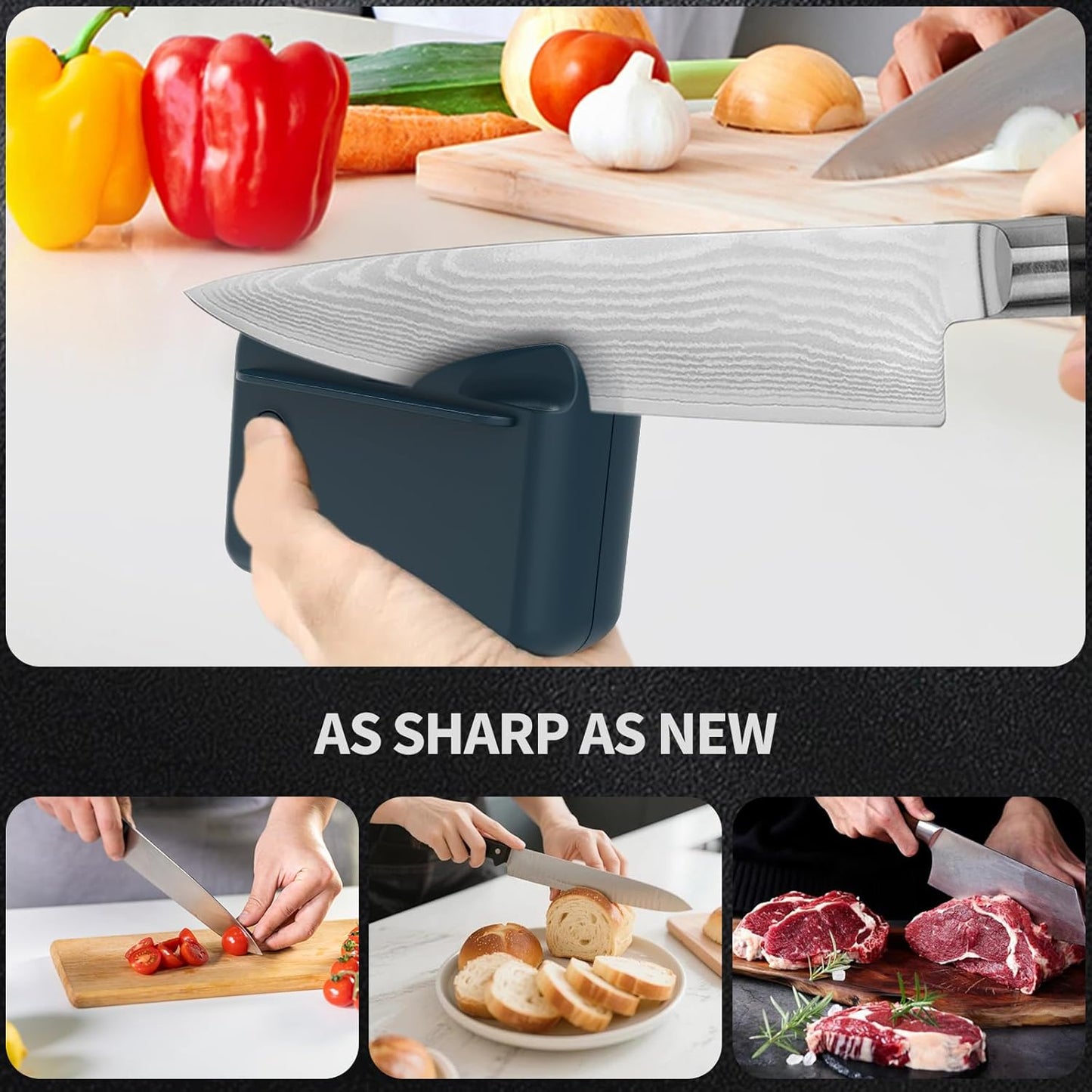 Electric Knife Sharpener, Professional Rechargeable Kitchen Knife Sharpener With Diamond Abrasives and Precision Angle Guides, Quick Sharpening for Straight Edge and Serrated Knives in Home & Kitchens