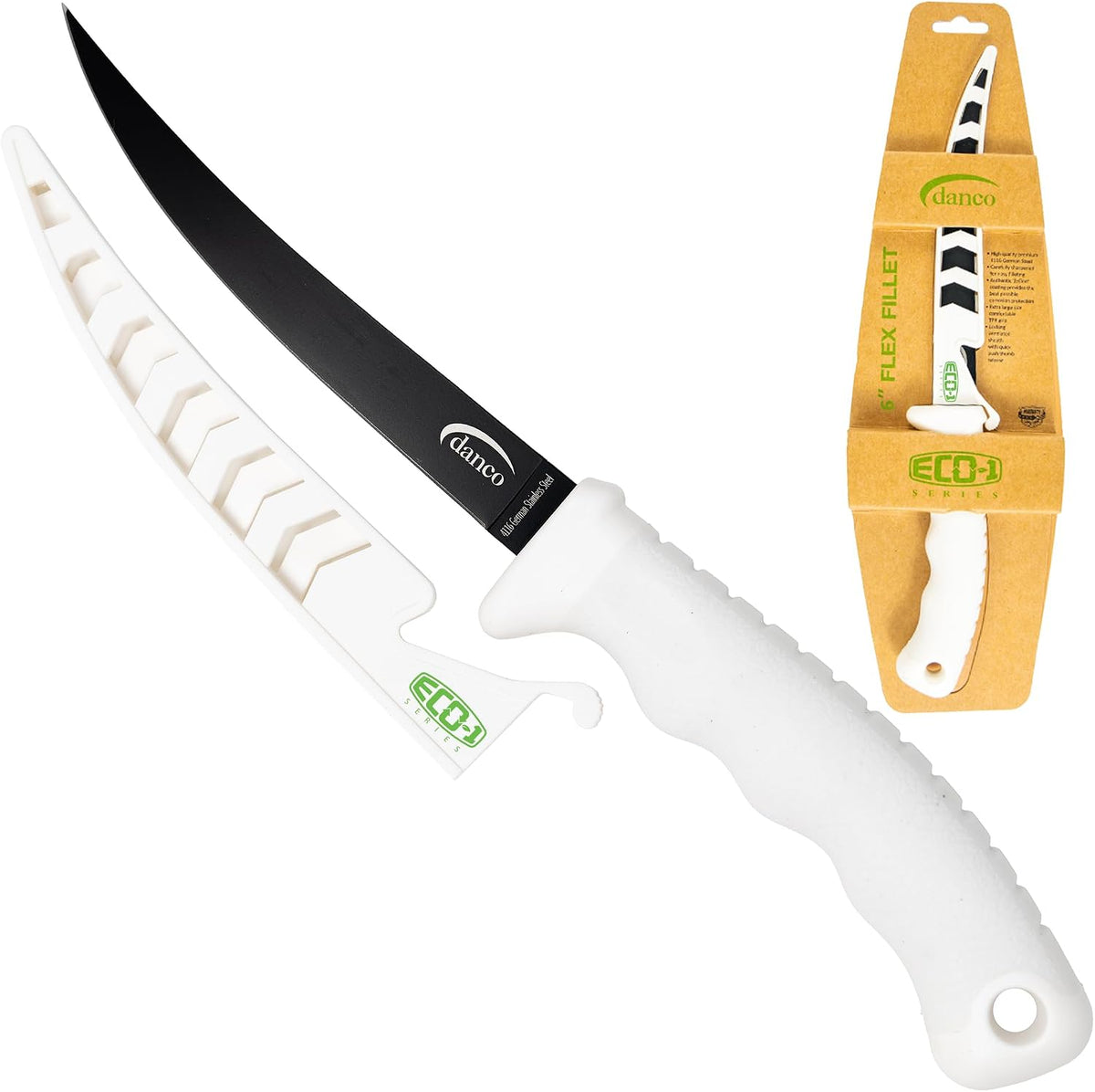 danco ECO-1 Fillet Knives | ECO-1 9-Inch Fillet Knife, German Stainless Steel Blade, Teflon Coating, Non-Slip Grip, Locking Sheath, Fresh/Saltwater Use