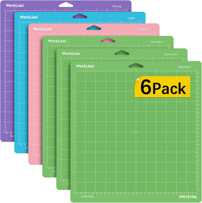 Cutting Mat 12x12 Compatible with Maker/Maker 3/Maker 4/Air 2/Explore 3/4, Variety Sticky（Standard,Light,Strong) Vinyl Mat(6Pack)