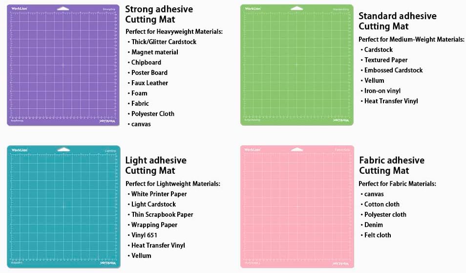 Cutting Mat 12x12 Compatible with Maker/Maker 3/Maker 4/Air 2/Explore 3/4, Variety Sticky（Standard,Light,Strong) Vinyl Mat(6Pack)