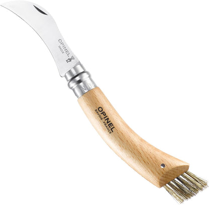 No. 08 Mushroom Knife, Curved Stainless Steel Blade, Brush