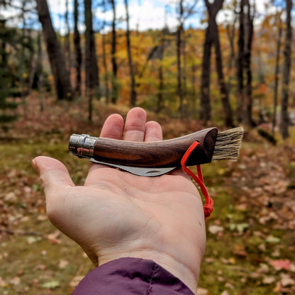 No. 08 Mushroom Knife, Curved Stainless Steel Blade, Brush