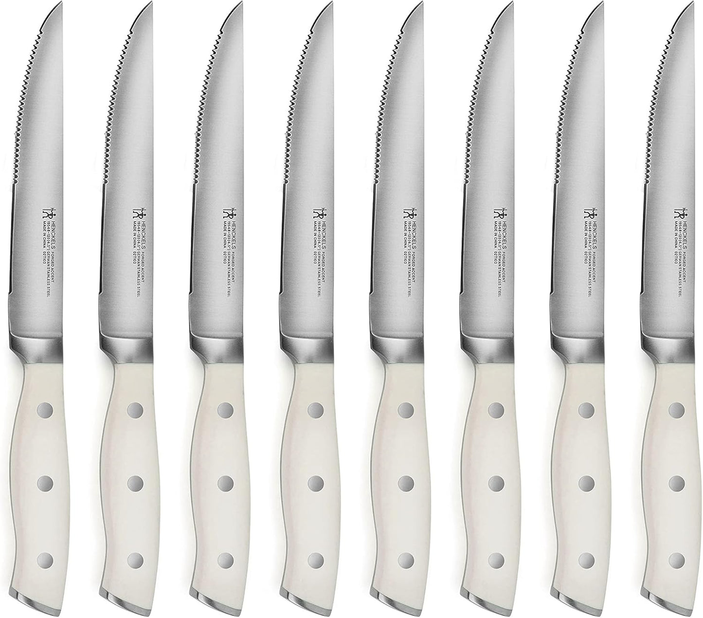 Forged Accent 20 Piece Self Sharpening Knife Block Set - Off-White Handles