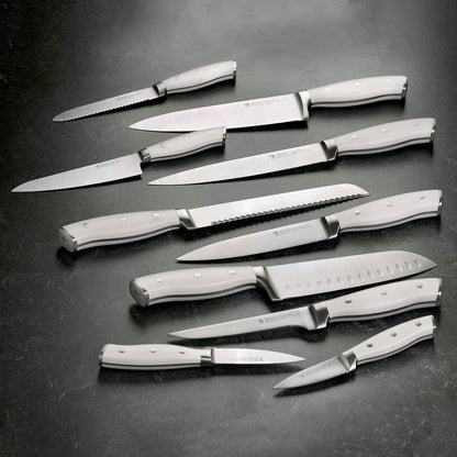 Forged Accent 20 Piece Self Sharpening Knife Block Set - Off-White Handles