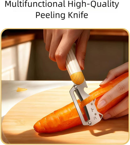 Vegetable Peeler Ergonomic Handle stainless steel Blade for Potato | Thickened Sharp Stainless Blade,Non-Slip Handle,Built-in Bottle Opener,Apple Pumpkin Peelers for Kitchen,Dishwasher Safe