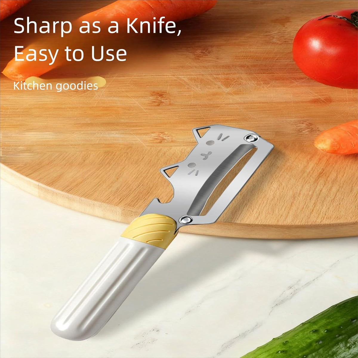 Vegetable Peeler Ergonomic Handle stainless steel Blade for Potato | Thickened Sharp Stainless Blade,Non-Slip Handle,Built-in Bottle Opener,Apple Pumpkin Peelers for Kitchen,Dishwasher Safe