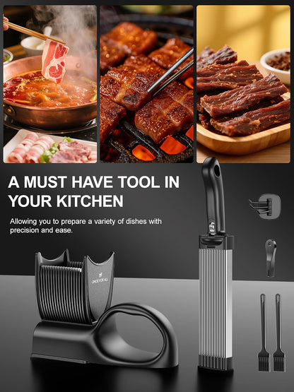 Fresh Meat Slicer, Adjustable 2 or 4 mm, Jerky Slicer, 17-in-1